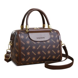 DEEVORCA Women's Handbag Vintage Shoulder Bag for Women Exquisite Print Design Enough Space Removable Shoulder Strap Woman Messenger Bag Meeting Travel Shopping Waterproof PU, yellow, L, Contemporary
