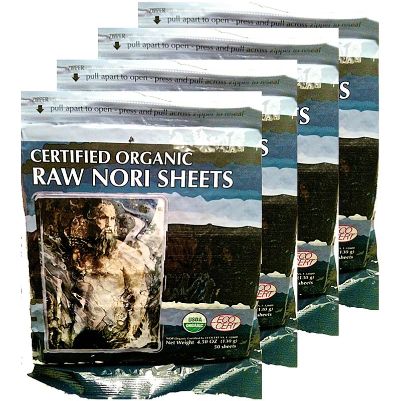 Raw Organic Nori 200 qty Sheets Pack - Certified Vegan,