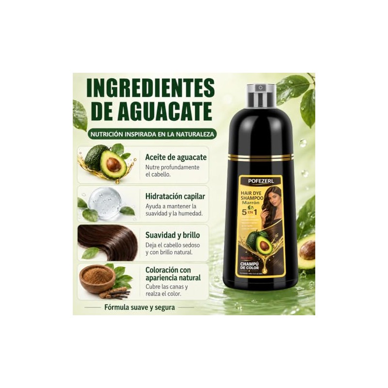 Shampoo para Canas, Hair Dye Shampoo Cubre Canas al Instante,
