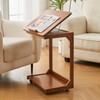 C Shaped Wood Side Table - Small Wooden End Table