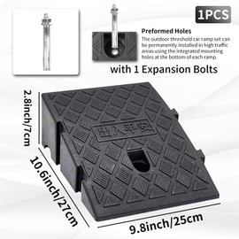 Kerb Ramps,Portable Lightweight Curb Ramp Driveway,Threshold Ramps,for Driveway,Sidewalk,Car,Scooter,Set of 1 with 1 Expansion Bolts. (7cm(H) x 1PCS)