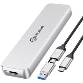 PHIXERO 6Gbps M.2 SATA SSD Enclosure Adapter, Triple Heat Dissipation M.2 NGFF Enclosure, USB 3.1 Gen2, Aluminum Case SSD Enclosure for B-Key B&M-Key SSD 2230/2242/2260/2280 (up to 4TB), Sliver