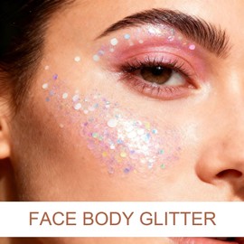 Purpurina Cara Gel, 30ml De Brillo Corporal, Maquillaje de Halloween Chunky Glitter Cara Cabello Uñas Labios Brillos para Festiva, Shimmer Face Paint Stick Festival Accessories