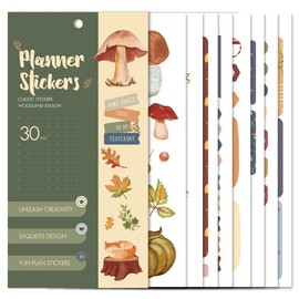 BIROYAL Sticker Set, 30 Sheets Scrapbook Stickers Total 576 Stickers, Bullet Journal Stickers, Easy Peel Stickers for Scrapbooking, Diaries, Planners & Calendars, Sticker Book Forest Set
