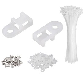 60 Set Cable Zip Tie Mounts Kit with 6" Zip Ties, White Cable Tie Base and Tapping Screw - Wire Cable Clips Organizer Holders Clamps