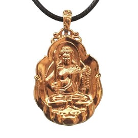 DFJLWKE Alloy Fudo Myoo Pendant Necklace, Retro (Golden), Amulet Honzon, Feng Shui, Good Luck, Protection, Yellow Copper