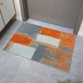 LOKMU Non-Slip Area Rugs Orange and Grey White Abstract Art Home Decor Rugs Carpet for Classroom Living Room Bedroom Dining Kindergarten Room 2'x3'