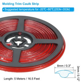 PATIKIL Caulking Trim Strip, 16.5 Ft Corner Peel and Stick Wall Molding Edging Waterproof Self-Adhesive Trim Caulk Strip for Ceiling Countertop Toilet Tile Tub, Red