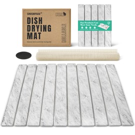 Stone Dish Drying Mat Collapsible Diatomaceous Earth Absorbent Mat Quick Dish Drying Pad Dish Rack Pad Match Any Counterto Multiple Usage for Kitchen,Bathroom (Light-Gray Frosted Pattern, 24"L x 16"W)