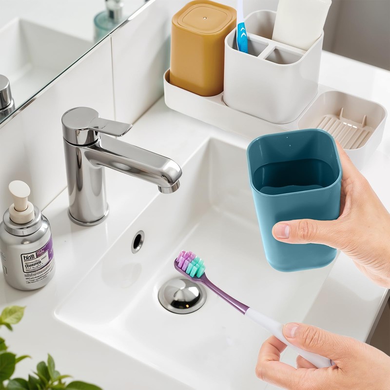 Toothbrush Holder for Bathroom, Bathroom Organizer Storage Set with 2