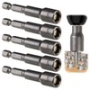 5Pcs 1/4" Hex Shank 8mm x 65mm Magnetic Nut Setter