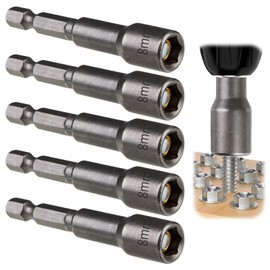 5Pcs 1/4" Hex Shank 8mm x 65mm Magnetic Nut Setter Driver Drill Bit Set, Quick-Change Metric Socket Bits for Impact Tools, Electric Screwdriver, Auto Repair, Woodworking, Machine Maintenance