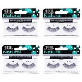 Ardell Natural Lashes False Eyelashes 117 - Black, Natural Look & Flared Wispy Strip Lashes for Everyday Glam, 4 Pack