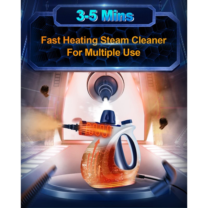 Handheld Pressurized Steam Cleaner with 11-Piece Accessory Set, Multi-Surface Steamer