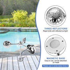 Bird Reflective Spinning Deterrent Devices for Outside Keep Birds Away Pigeon Woodpeckers Deterrent for Garden Roofs, Silver