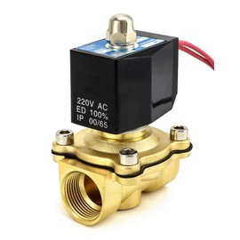 QWORK® DN20 Solenoid Valve 220 V 3/4 Inch G Brass for Water Air Gas Oil