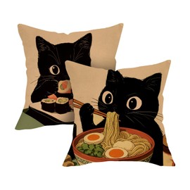 Fjfz Funny Vintage Black Cat Decorative Throw Pillow Covers