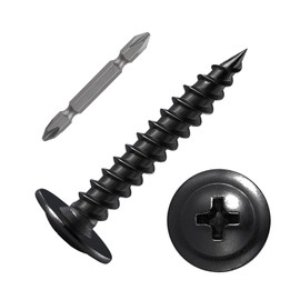 (200 pcs)#8×1-1/4" Black Truss Head Wood Screws Quick Metal Self Tapping Zinc Oxide
