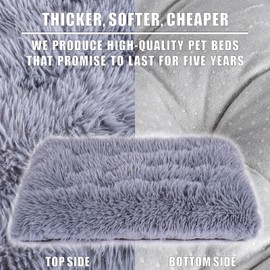 Machine Washable Dog Bed, Deluxe Plush Dog Crate Pad and Cat Bed, Anti-Slip Bottom Kennel Pad Mat, Fuzzy Pet Beds for Large, Medium, Small Dogs Breeds (Grey, 36.0" L x 24.0" W x 3.0" Th x 1 Pack)