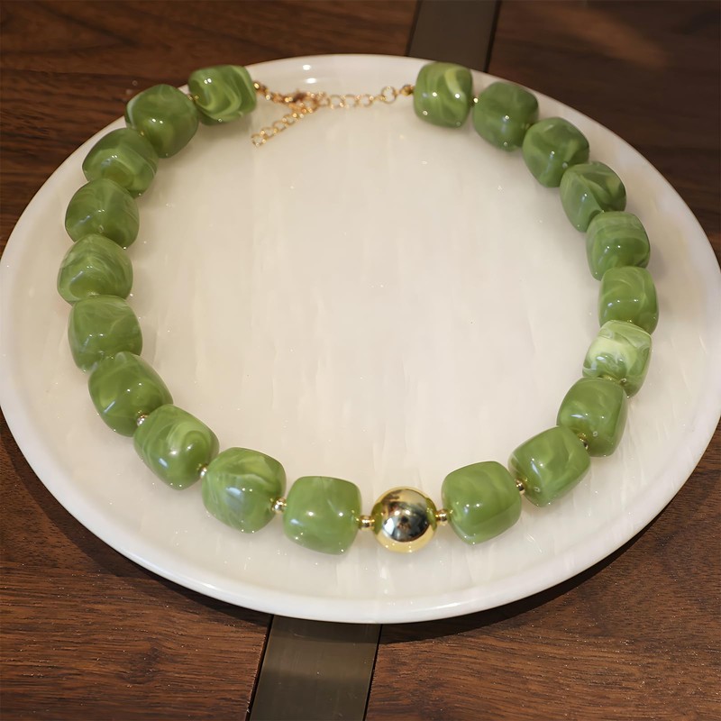 JNF Chunky Beaded Resin Necklace Large Beads Statement Necklaces Big