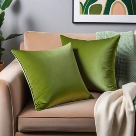 FEVERQIYI 26x26 Velvet Pillow Covers Set of 2 Grass Green Decorative Square Throw Pillowcase Soft Solid Cushion Covers for Bedroom Living Room Outdoor Indoor Decoration