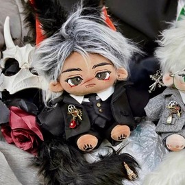 niannyyhouse 20cm Plush Doll Clothes Coat Shirt Pants Vest Belt Tie Accessories Suit 8in Doll Dress Up (Black)