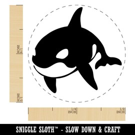 Orca Killer Whale Self-Inking Rubber Stamp for Stamping Ink Stamper Crafting Planners - 1/2 Inch Mini - Purple Ink