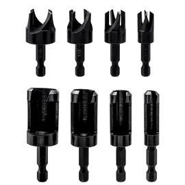 Bestgle 8pcs 1/4" Shank Wood Plug Cutters, Include 4pcs Straight Wood Plug Cutters and 4 Pcs Tapered Plug Cutters Taper Cutting Tool Cork Drill Bit