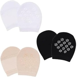 DILUSILK 6 Pairs Toe Topper Socks, Liner Socks Breathable, Invisible Non-Skid Half Seamless Mule Socks, Ankle Socks Invisible Boat Socks (Ladies Size 7-11, White, Black, Skin)