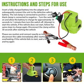 Jumper Cables Adapter for Ryobi 18v Battery Jump Starter, for Jump starting Cars Trucks Tractors (Battery is NOT INCLUDED)