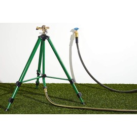58308Z Brass Impact Sprinkler on Tripod Base - Heavy-Duty Brass Sprinklers on Tripod. (Green & Brass, 1-Pack Brass Impact Sprinkler)