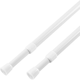 KXLife 2 Pcs Spring Tension Curtain Rod Adjustable 28 to 40 Inches, 5/8" Diameter, White, Expandable Spring Loaded Tension Rods For Window No Drilling