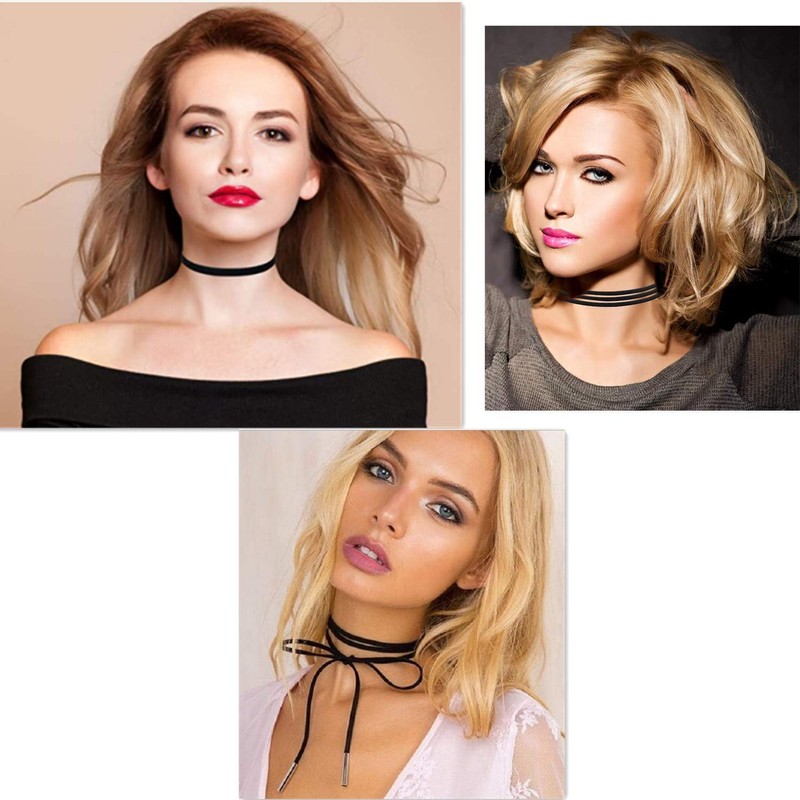 BetterJonny 43pcs Classic Stretch Colorful Choker Necklace Black Velvet Gothic