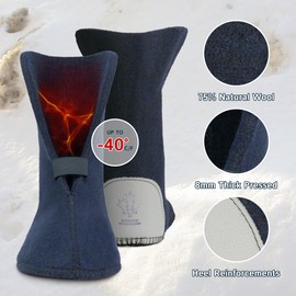 The Felt Store Wool Boot Liners for Men and Women (Unisex), Replacement Felt Liners for Insulating Winter, Hunting, Work, Snow and Rubber Boots, Style 826 BB, Standard Boot (10” high) Size - 8