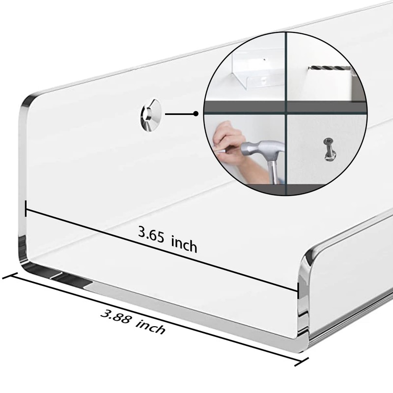 Cerpourt Cerpourt Acrylic Floating Wall Ledge Shelf, Clear Bathroom Storage