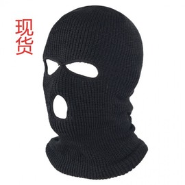 Men's Winter Warm Motorcycle Ski Mask - Three-Hole Thermal Head Cover Size/Double Hole Velvet Thick [Black] 3ea