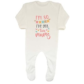Shopagift I'm Lucky I've Got Two Mums Baby Sleepsuit Romper Gift White