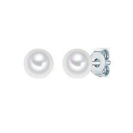 Trilani Women's Pearl Stud Earrings 925 Sterling Silver with Freshwater Cultured Pearl Approx. 6.0-7-0 mm, Silver