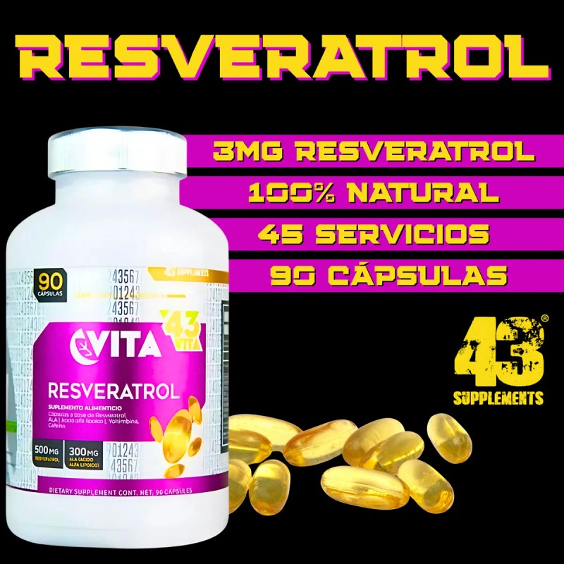Resveratrol Ácido Alfa Lipóico 90 Cáps Vita 43 Supplements