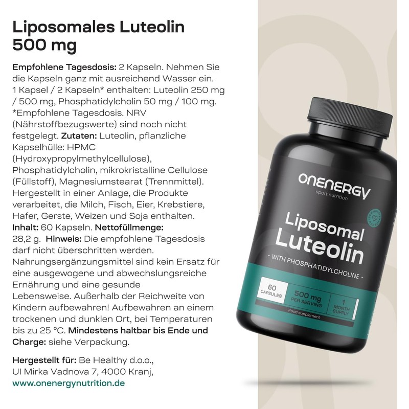 OnEnergy Liposomal Luteolin 500 mg - 60 Vegetable Capsules -