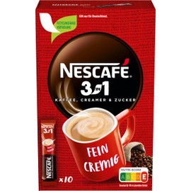 NESCAFÉ 3-in-1 Drink Powder Sticks, Soluble Bean Coffee with Creamer & Sugar, Instant Coffee from Exquisite Coffee Beans, Caffeinated, Pack of 1 (1 x 10 Drinks Powder Sticks of 16.5 g)
