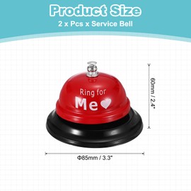 PATIKIL 2Pcs Desk Bell, 3.3" Front Desk Service Call Bell Metal Ringing Loud Clear Reception Counter Bar Ring for Restaurant Hotel Game Classroom Dinner Pet Dog Training(ME, Bright Red)