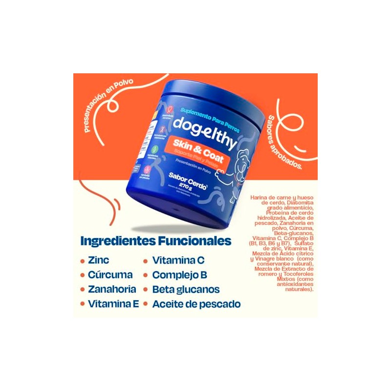 Dogelthy Skin & Coat Suplemento para Piel y Pelaje para