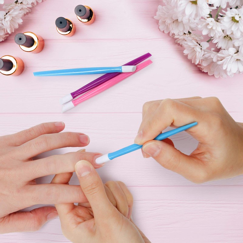 AHIER 10pcs Rubber Nail Cuticle Pusher Tipped Plastic Handle Nail