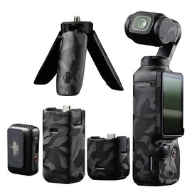 IMMOENUC Camera Skin Sticker Vinyl Material Full Body Coverage Protective Film Scratch Resistant Precut for DJI Pocket 3 (Camouflage Black)