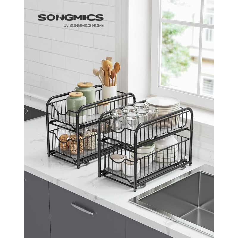 SONGMICS 2-Tier Stackable Cabinet Organizer - Gondola Shelving with 2