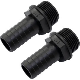 AERZETIX - C63625 Set of 2 Male Hose Connection Straight 1 Inch x 25 mm - External Thread - Adapter for Irrigation Systems Irrigation Pump - Plastic - Colour Black