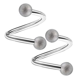 KJM Fashion Pack of 2 Stainless Steel Twister 1.2 mm 16 g Cartilage Tragus Earrings, Metal