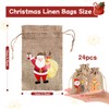 24 Pack Christmas Linen Bags with Drawstrings, 8 Designs Small
