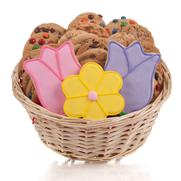 Tulips & Daisy Cookie Gift Basket- 24 Pc.